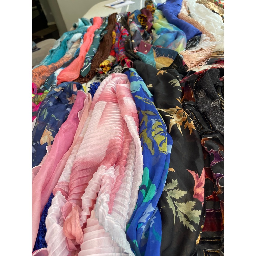 Assorted Womens Scarf Lot Pashmina Silk Velvet Burnout Floral Chiffon Bundle 43 - Picture 8 of 15